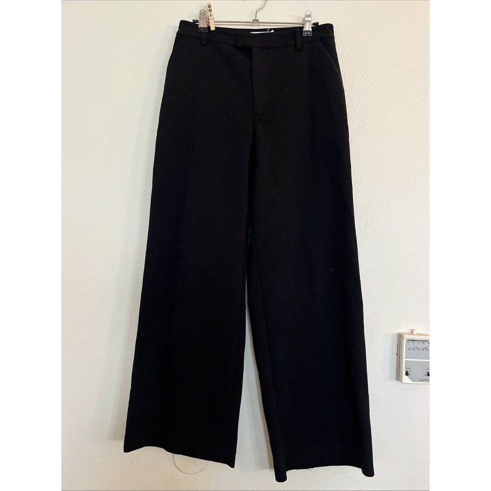 Good American Wide Leg Black Trousers High Rise 29" Inseam Pants SZ 4 / 27